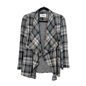 BB Dakota Cascading Front Plaid Flannel Cardigan Blazer Jacket size XS